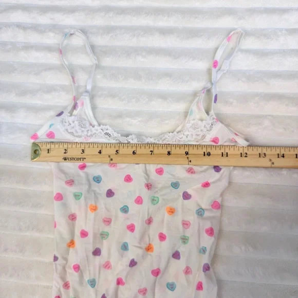 NWT Skims Fits Everybody Lace Mini Slip Dress Marble Candy Heart Print Size XS - Picture 9 of 12